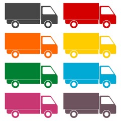 Simple web icon in vector: truck set