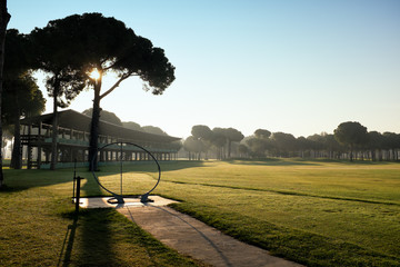 playing golf on a golf course