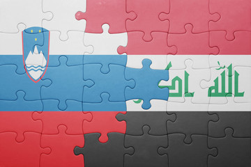 puzzle with the national flag of slovenia and iraq