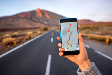 Phone on the road background
