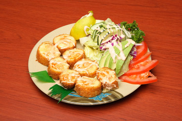 Salad and sushi