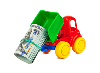 Toy truck with money