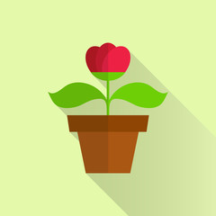 Flowerpot flat icon with long shadow.