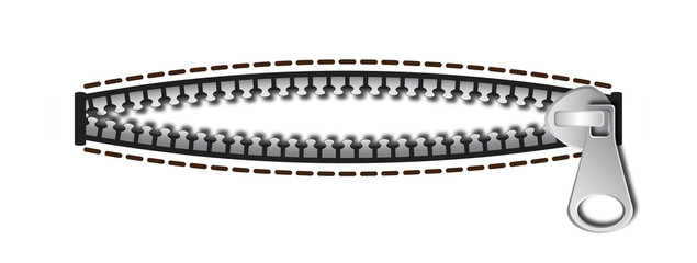 Cerniera zip orizzontale aperta