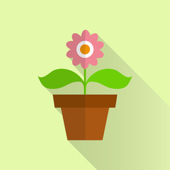 Flowerpot flat icon with long shadow.