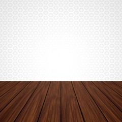 Empty room with wall and wooden floor. Illustration background