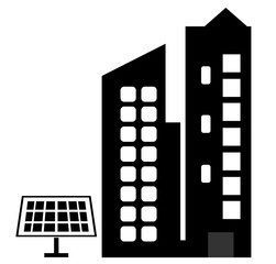 Immeuble et un panneau solaire