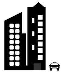 Obraz premium Immeuble et un taxi