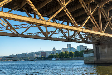 Downtown Portland under Bridge