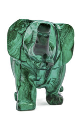 Obraz premium Elephant figurine from malachite, isolated on white background,