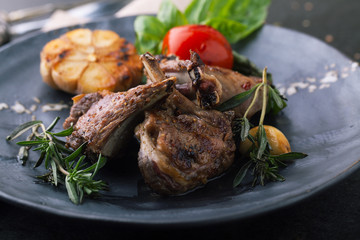 Grilled rack of lamb with vegetables