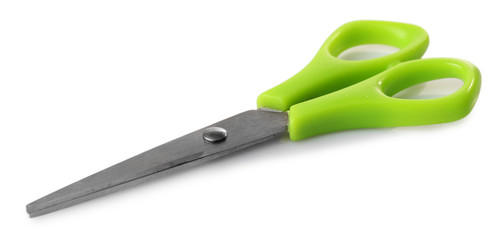 Green scissors isolated on white background