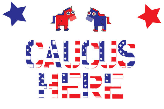 Election 2016 Political Sign For Democrat Caucus With Party Mascot.