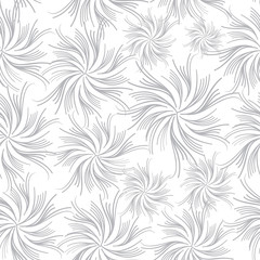 Fototapeta na wymiar Abstract flowers seamless wave background. Floral seamless gray and white texture 