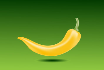 Chilli yellow. Vector illustration on green background