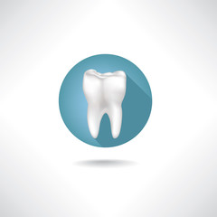 Dental icon. Vector Tooth icon web button isolated on white background 