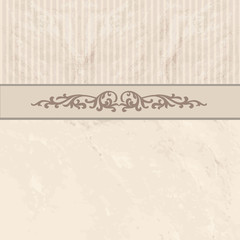 Floral border on vintage background. Old paper with patern in retro style