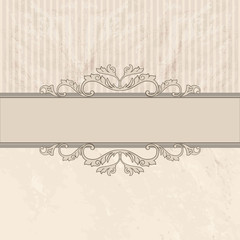 Floral border on vintage background. Old paper with patern in retro style