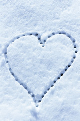 Snow with drown heart shape