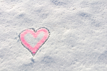 Snow with drown heart shape
