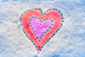 Snow with drown heart shape
