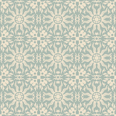 Elegant antique background image of sun round flower kaleidoscope pattern.
