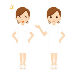 看護師　女性　全身　ポーズセット