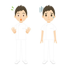 看護師　男性　全身　ポーズセット