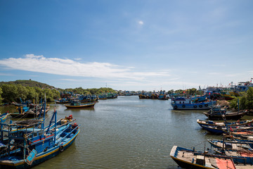 Fototapeta na wymiar Fischerboote in Phan Thiết in Vietnam