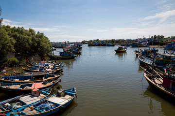 Fischerboote in Phan Thiết in Vietnam