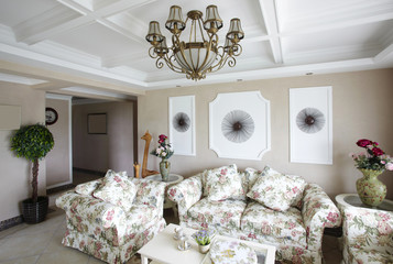 Pastoral style living room interiors