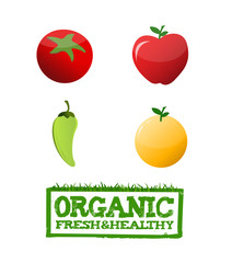 organic food sign and text illustration