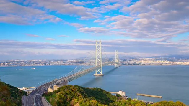 Akashi Kaikyo Bridge in Kobe, Japan.