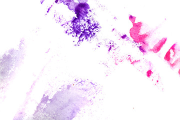 Blue, magenta, purple spots watercolor paint. Abstraction.