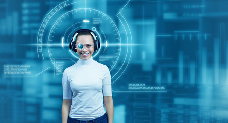 Girl in virtual designed room