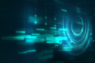 Fototapeta premium blue geometric circular shape abstract technology background