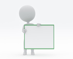 サインボードを持つ人物