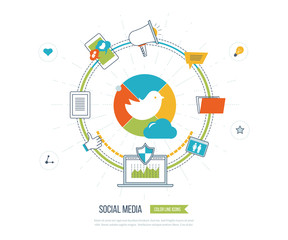 Online communication and social media concept. Investment management. Data protection. 