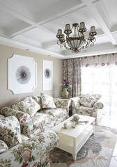 Pastoral style living room interiors