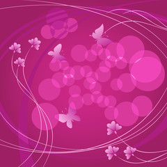 Beautiful purple abstract background with butterflies and hearts - 100088097