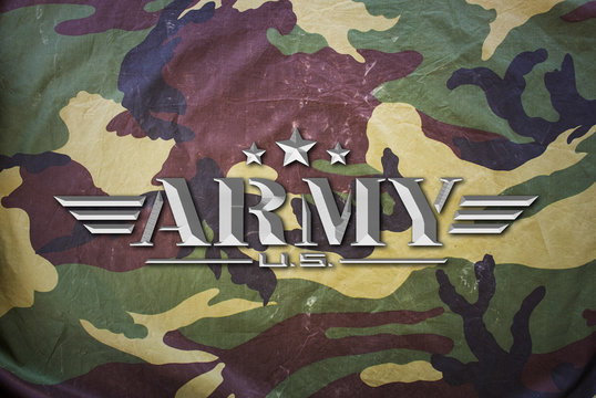 Army sign with Military Camouflage texture background