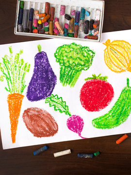 Color drawing: miscellaneous types of vegetables