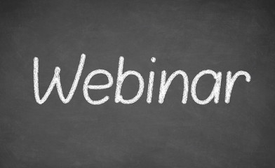 Obraz premium webinar word written by hand on blackboard