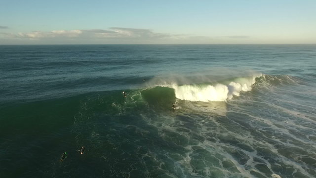 This is an aerial video taken with a drone at Swamis in San Diego California on a big swell. Swamis is an internationally known surfing spot with long peeling rights. 