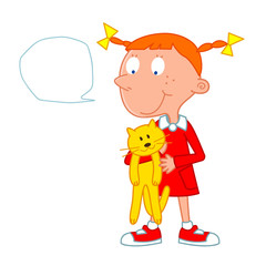 cute girl holding her cat