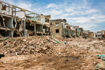 Demolition of buildings destroyed