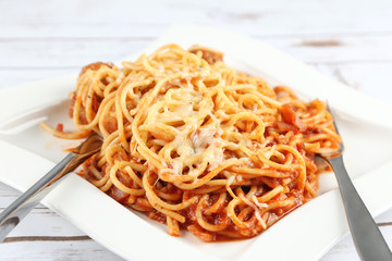 italian spaghetti pasta with tomato sauce