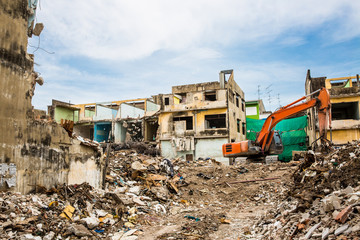Demolition of buildings destroyed