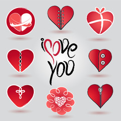 different hearts icon set for valentine's day