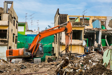 Demolition of buildings destroyed